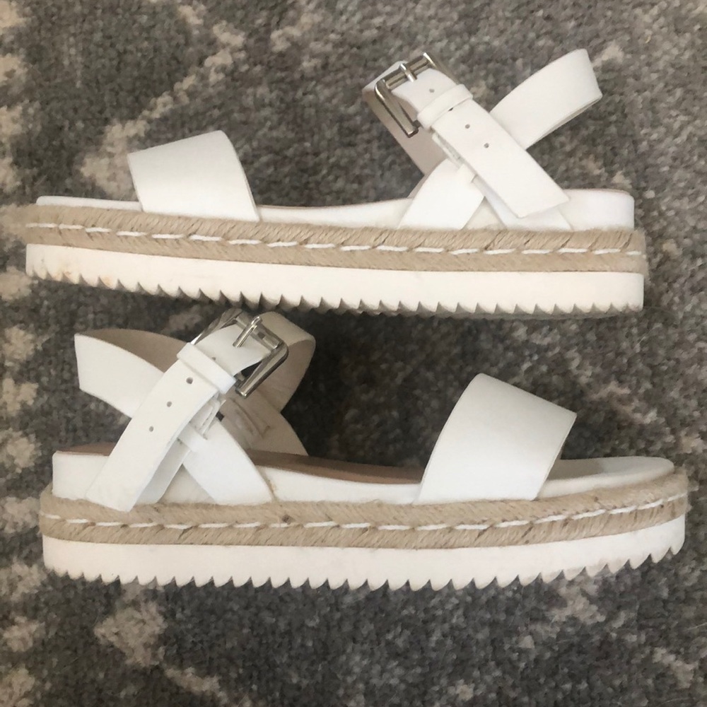 White and Tan Platform Sandals